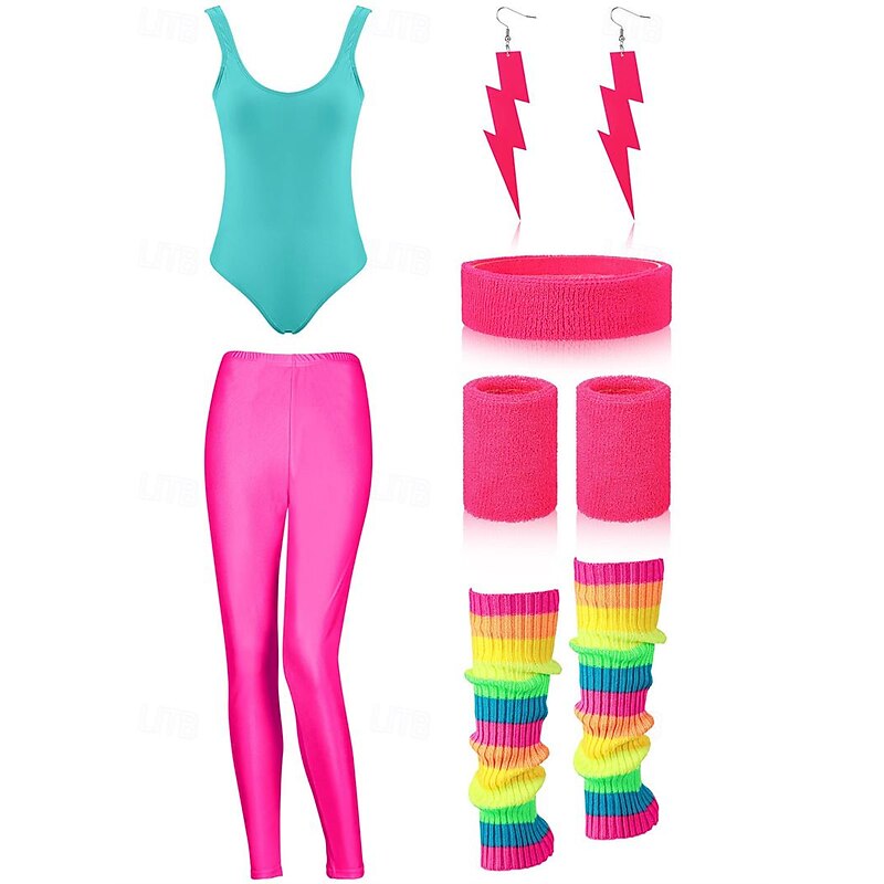 1980s One Piece PU Leather Rompers Fancy Dress Women's Halloween Carnival Masquerade Party / Evening Bachelorette Party Pride Parade Adults' 1 Pair of Earrings Leotard / Onesie Pants4