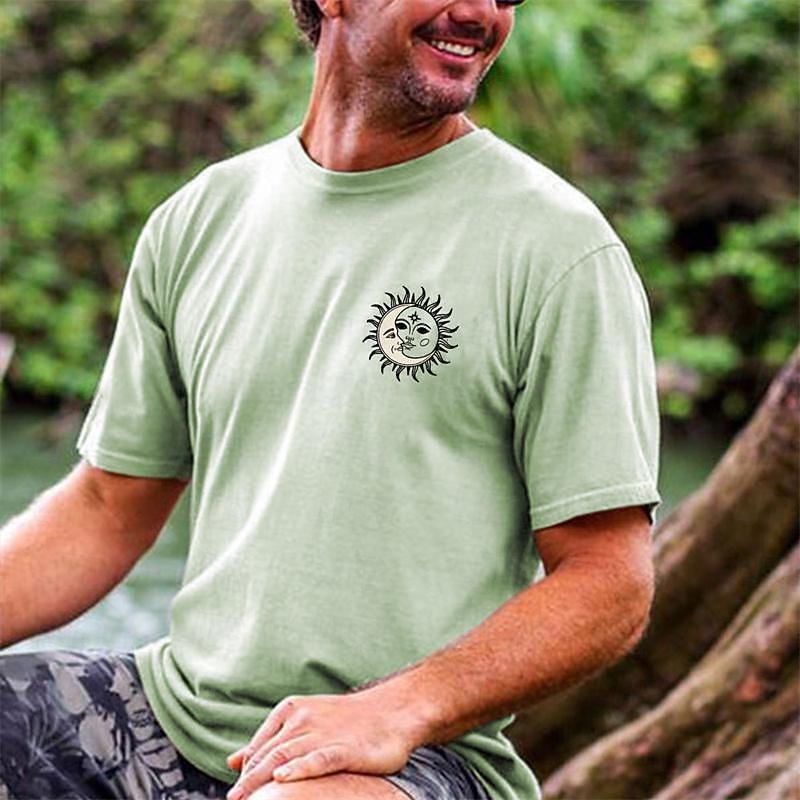 Men's Graphic Moon Sun T Shirt Short Sleeve T shirt 3D Print Crew Neck Shirt Daily Designer Casual Sports Outdoor Holiday Going out Blue Green Khaki Spring & Summer Clothing Apparel S M L XL 2XL 3XL2