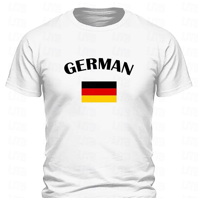 Men's Germany National Flag T Shirt Tee Top Cotton Short Sleeve Graphic Shirt Black White Red Comfortable Tee Sports Outdoor Holiday Fashion Designer Clothing4