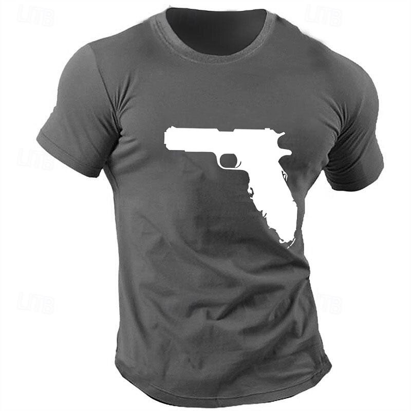 Men's Weapon Gun T Shirt Tee Top Cotton Short Sleeve Graphic Shirt Black White Army Green Comfortable Tee Sports Outdoor Holiday Fashion Designer Clothing2