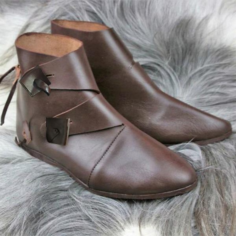 Vintage Medieval Renaissance Shoes Flat Jazz Boots Turn Shoes Pirate Viking Ranger Archery Solid Colored Fancy Dress Men's Women's Unisex Celtic Pirate Fantasy Halloween Carnival Masquerade Casual2