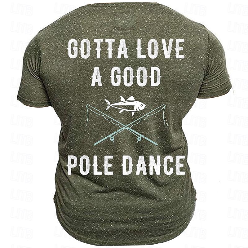 Men's Graphic Gotta Love a Good Pole Dance T Shirt Short Sleeve T shirt 3D Print Crew Neck Shirt Daily Retro Vintage Street Style Sports Outdoor Holiday Going out Blue Army Green Dark Blue Spring2