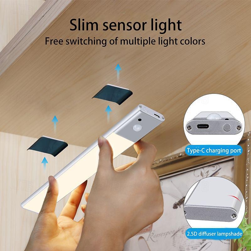 Under Cabinet Lighting, LED Sensor Cabinet Light with Remote Control, Magnetic Dimmable Soft Light Wall Lamp Human Body Sensor Induction, Rechargeable Lamp, Under Counter Night Lights2