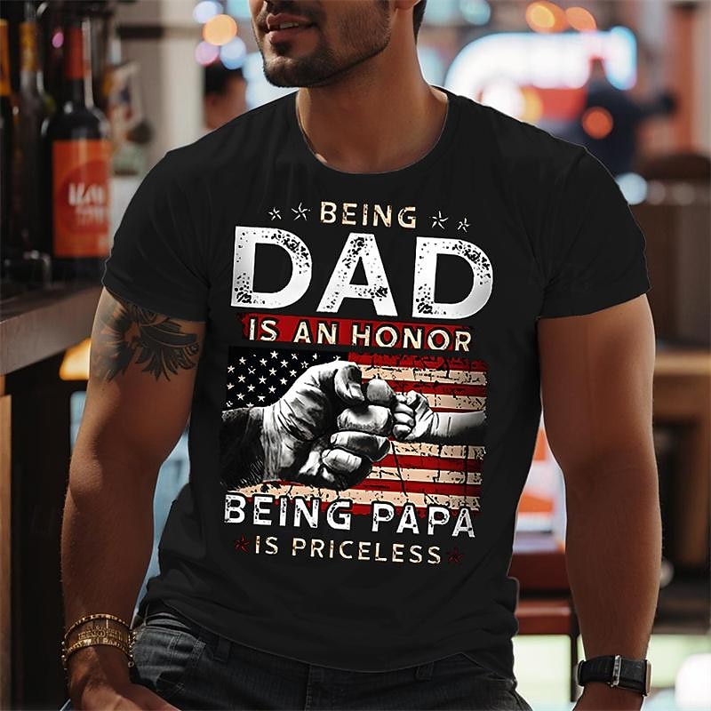 Veterans Day Men's Patriot Patriotic Veteran Hand American Flag T shirt Tee Top Cotton Short Sleeve Graphic Shirt Black Blue Comfortable Tee Sports Outdoor Holiday Fashion Designer