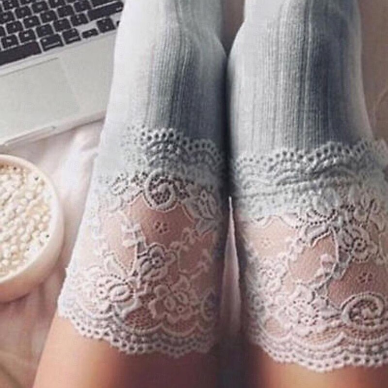 Women's Stockings Wedding Work Daily Lace Retro Cotton Simple Casual Vintage Retro Elastic Casual 1 Pair2