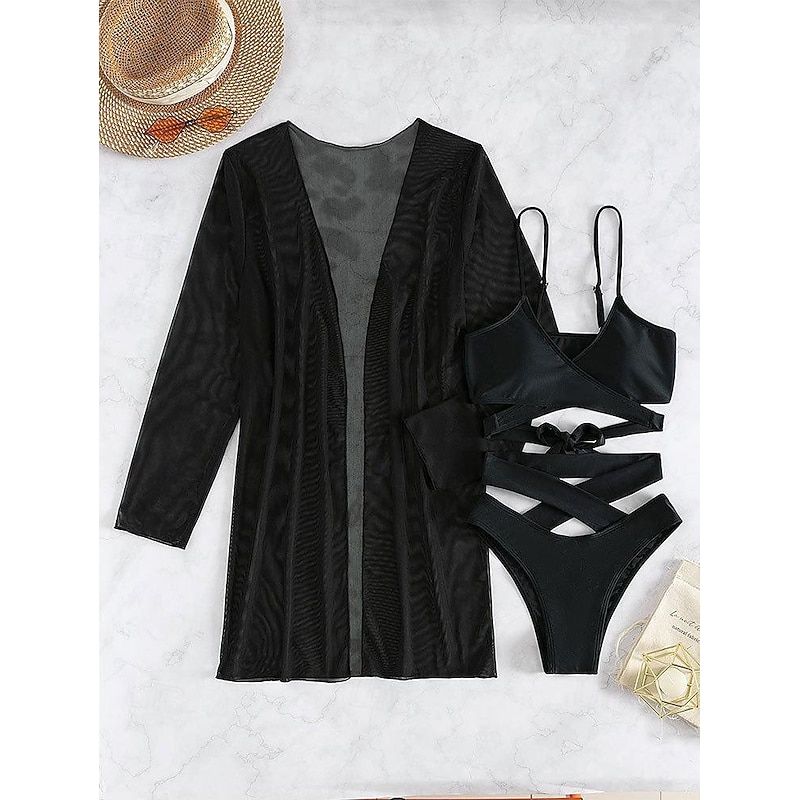 Women's Normal Pajamas Sexy Bodies Sets Plain Hot Sexy Holiday Home Bed Swimming Nylon Outdoor Stretchy Sleeveless Skirt 3-Piece Summer3