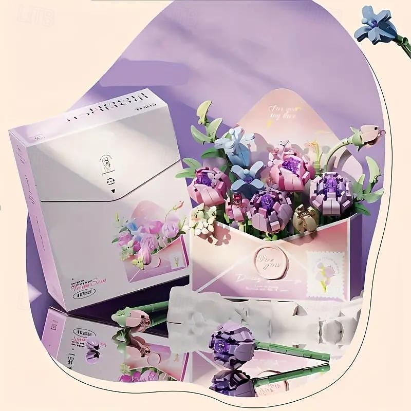 Women's Day Gifts lnlaid Building Blocks Light Flower Carriage Ornaments Building Toys Gift BoxValentine's Day Women's Day Mother's Day Gifts for Girls Mother's Day Gifts for MoM