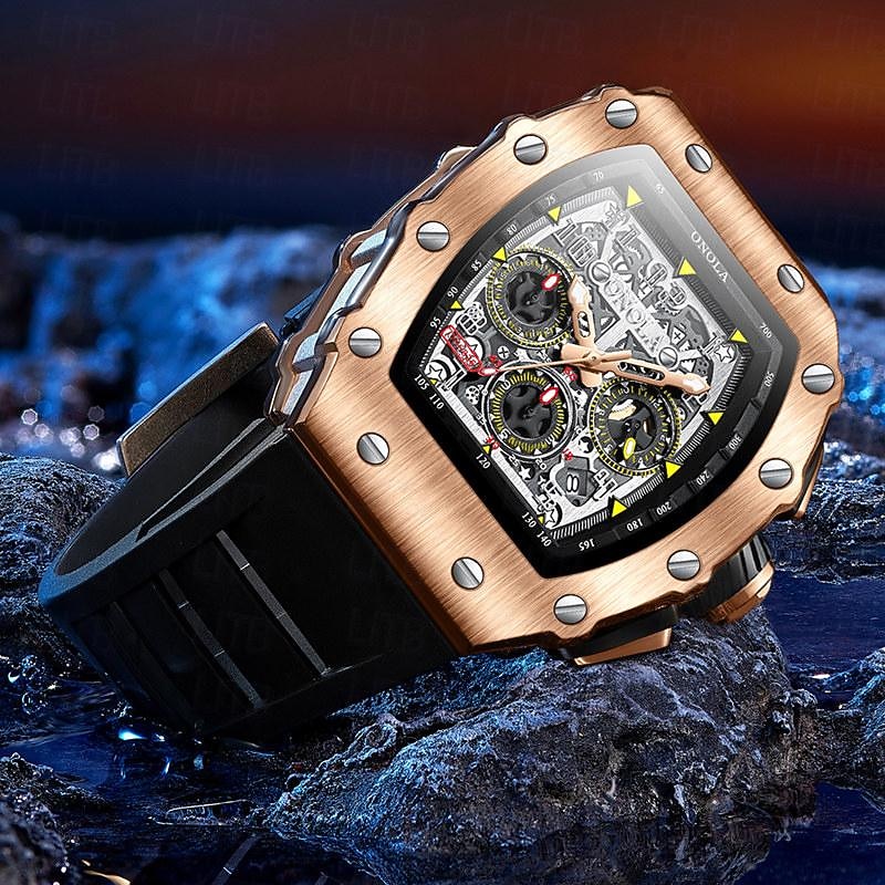 ONOLA Men Mechanical Watch Outdoor Sports Fashion Casual Automatic Self-winding Luminous Calendar Waterproof Silicone Gel Watch2