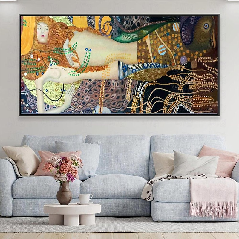 Gustav Klimt Water Serpents Oil painting hand-painted Gustav Klimt oil painting Gustav Klimt painting woman vintage art decor painting2