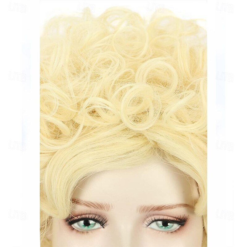 Long Curly Blonde 70s 80s Wig Women Carnival Cosplay Costume Wig Halloween Wigs2