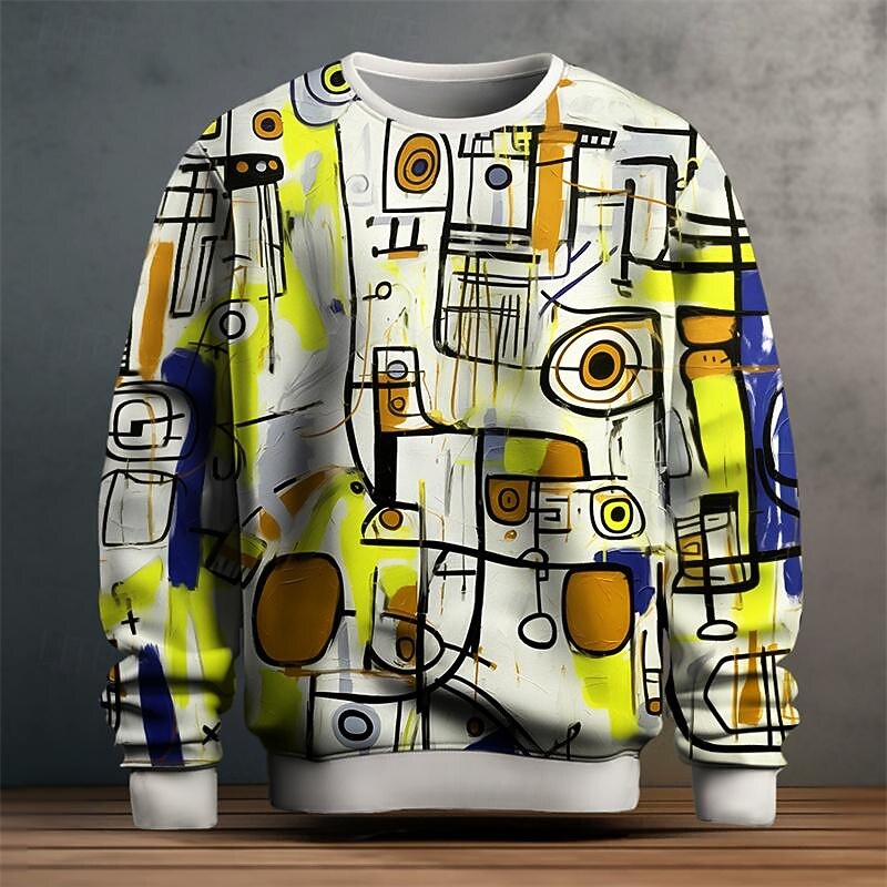 Men's Graffiti Sweatshirts Sweatshirt Pullover Long Sleeve Sweatshirt Crew Neck Fashion Daily Casual 3D Print Going out Streetwear 3D Print Spring &  Fall4