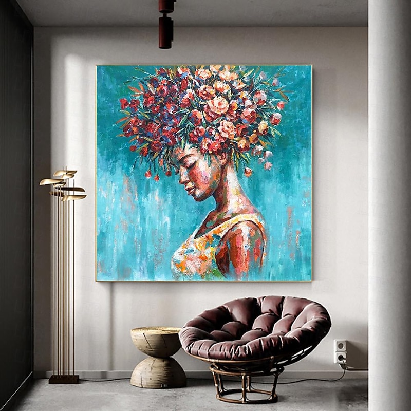 Handmade Oil Painting Canvas Wall Art Decoration Figure Portrait Girl Flower Fairy  for Home Decor Rolled Frameless Unstretched Painting2