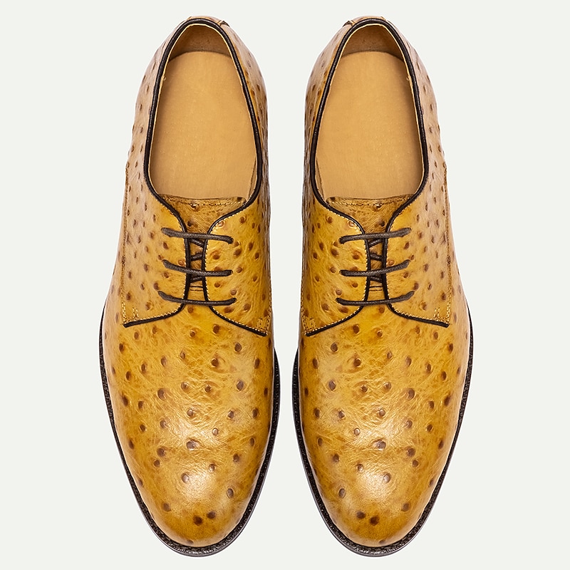 Men's Ostrich Leather Derby Shoes - Luxury Formal Dress Shoes for Business and Special Occasions3