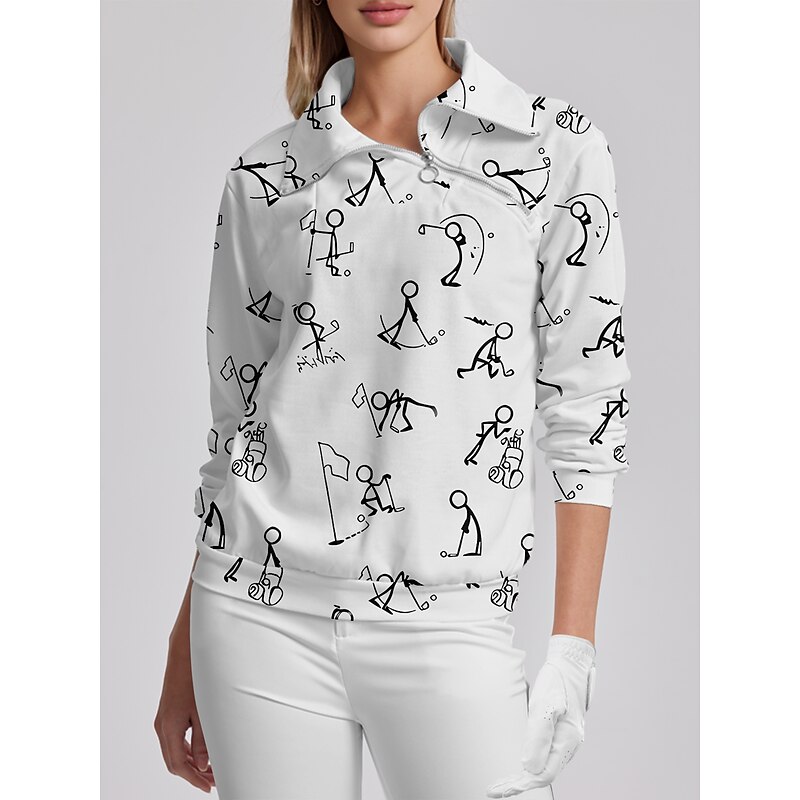 Women's Golf Pullover Sweatshirt Black White Yellow Long Sleeve Top Fall Winter Ladies Golf Attire Clothes Outfits Wear Apparel2