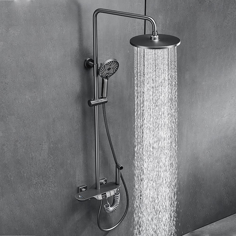 Shower System / Thermostatic Mixer valve Set - Handshower Included Multi Spray Shower Contemporary Electroplated Mount Outside Ceramic Valve Bath Shower Mixer Taps2