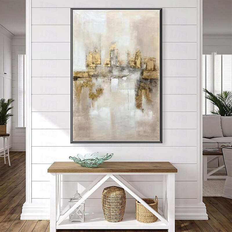 Large hand painted Gold Leaf Painting On Canvas Abstract Beige Oil Painting Luxury Art Textured Painting Hand Painted Art Golden oil painting Wall Decoration for hotel decoration2