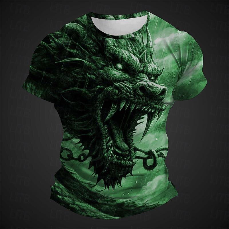 Men's Graphic Animal Dragon T Shirt Short Sleeve T shirt 3D Print Crew Neck Shirt Daily Designer Casual Sports Outdoor Holiday Going out Light Green Blue Red Spring & Summer Clothing Apparel S M L XL3