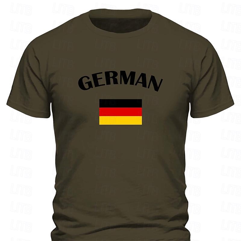 Men's Germany National Flag T Shirt Tee Top Cotton Short Sleeve Graphic Shirt Black White Red Comfortable Tee Sports Outdoor Holiday Fashion Designer Clothing - Main Image