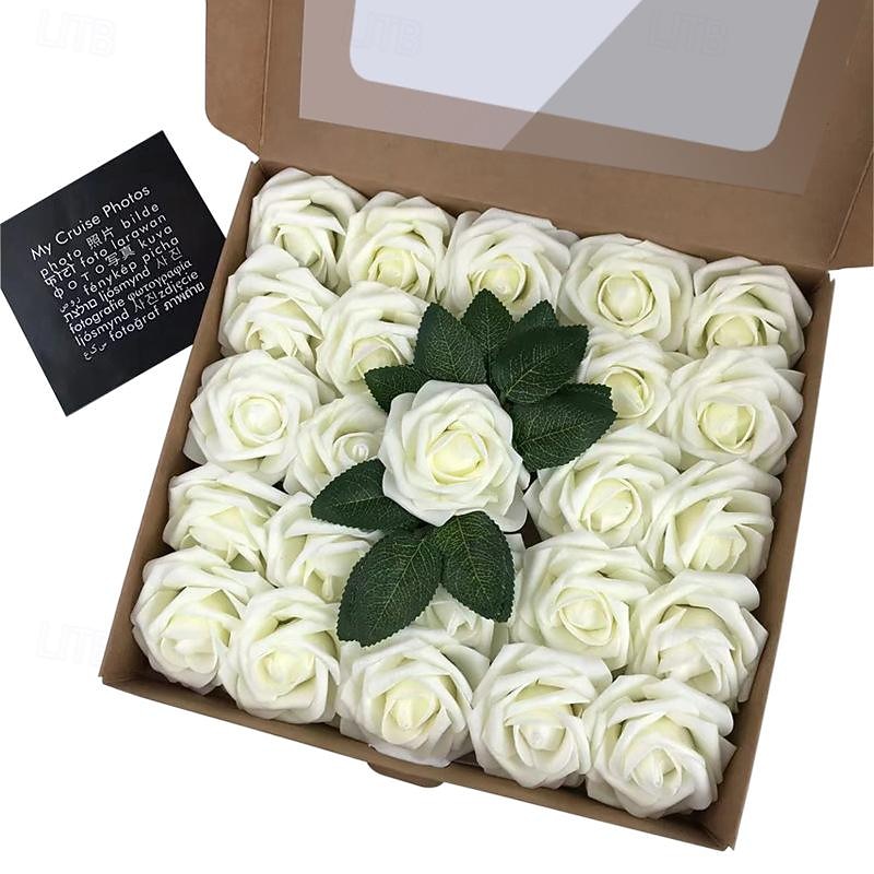 25 Roses European Gift Box Foam Pe Roses With Stem And Artificial Flower Holder For Valentine's Day - Main Image