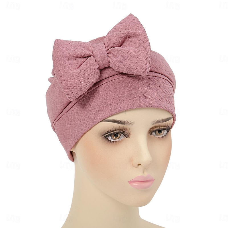 Headwear Headpiece Polyester / Cotton Blend Floppy Hat Turbans Casual Church With Bowknot Pure Color Headpiece Headwear