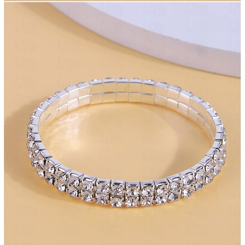 Women's Crystal Bracelet Fancy Fashion Elegant Fashion Luxury Alloy Bracelet Jewelry Silver For Wedding Party Evening Gift Birthday Beach4
