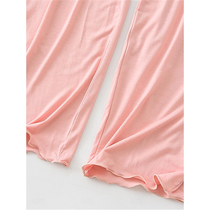 Women's Pajamas Sets Pure Color Simple Comfort Home Daily Bed Modal Breathable Crew Neck Long Sleeve T shirt Tee Pant Elastic Waist Summer Spring Home Outfits 24