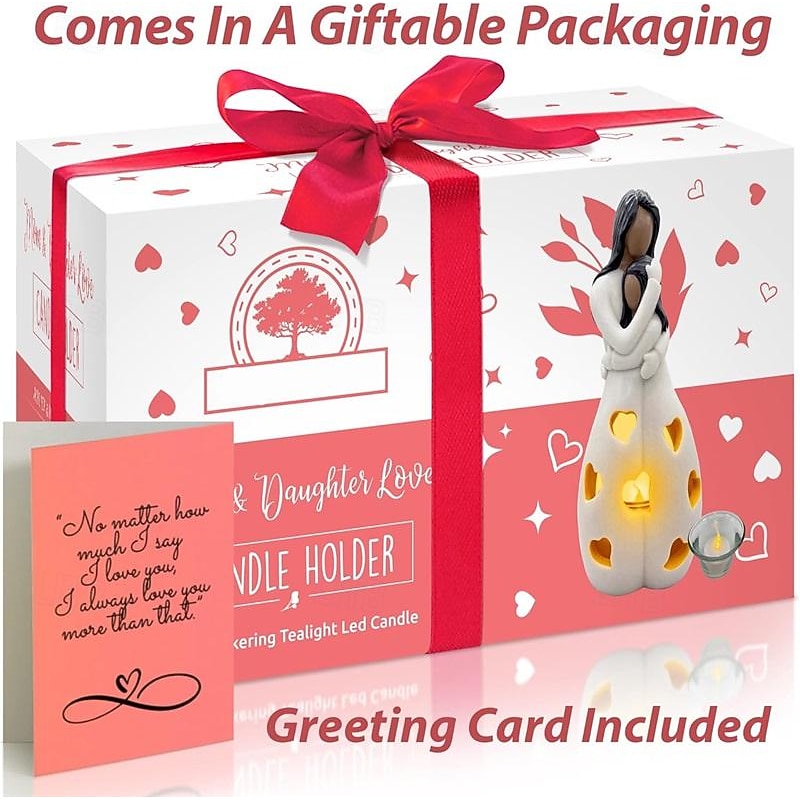 Women's Day Gifts Mother's Day Gift Candlestick Resin Decorative Statue with LED Candles Mother's Day Gifts for MoM4