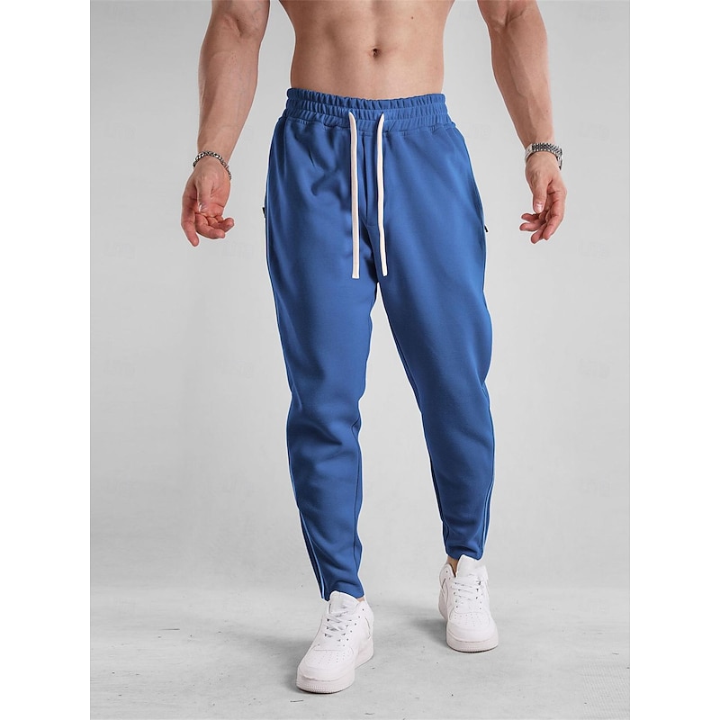 Men's Sweatpants Joggers Trousers Casual Pants Drawstring Elastic Waist Zipper Pocket Plain Comfort Breathable Outdoor Casual Daily Sports Fashion Black Royal Blue3