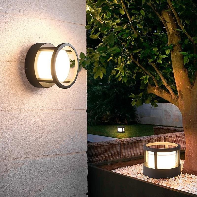 LED Bollard Light for Outdoor,Modern Design Garden Pillar Light,IP65 Waterproof Path Light,Outside wall lights,Balcony Ceiling light,3000K Warm White,Black3