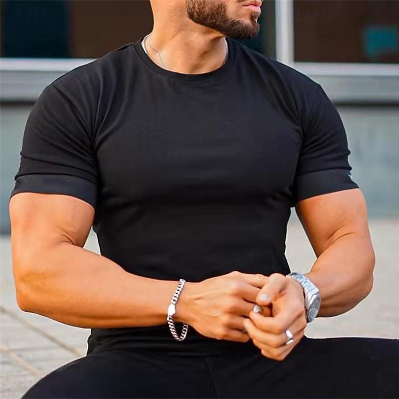 Men's T Shirt Tee Tee Top Short Sleeve Crew Neck Spring & Summer Color Block Fashion Designer Basic Sexy Vacation Street Going out Black White Red Top Tee for Men3