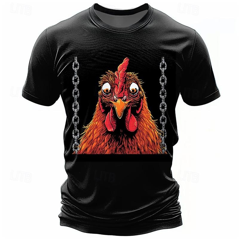 Men's Graphic Animal Rooster T Shirt Short Sleeve T shirt 3D Print Crew Neck Shirt Casual Subculture Sports Outdoor Holiday Going out Red Brown Beige Spring & Summer Clothing Apparel S M L XL 2XL 3XL3