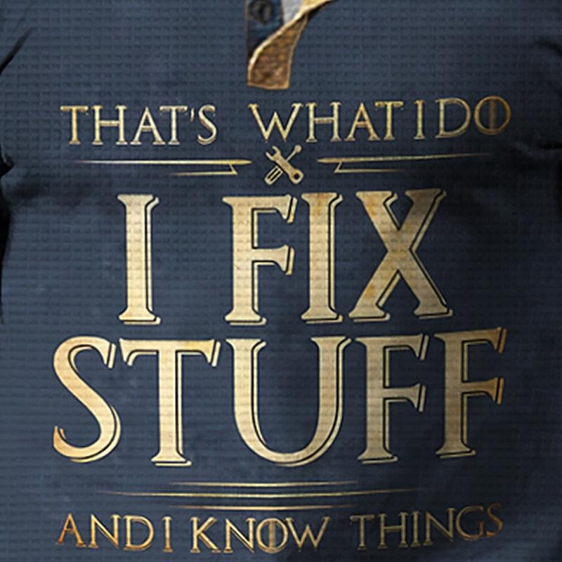 Funny Slang I Fix Stuff Men's Street Style 3D Printed Waffle Henley T Shirt Tee Sports Outdoor Holiday Festival T shirt Black Brown Dark Blue Long Sleeve Henley Shirt Spring &  Fall3