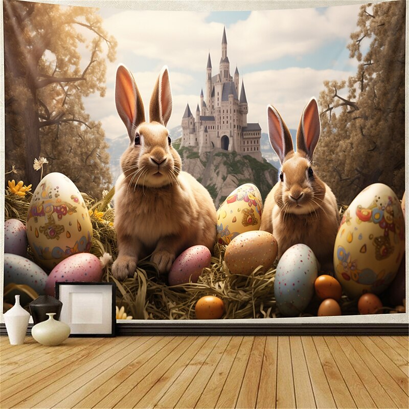 Rabbit Castle Hanging Tapestry Wall Art Large Tapestry Mural Decor Photograph Backdrop Blanket Curtain Home Bedroom Living Room Decoration 11