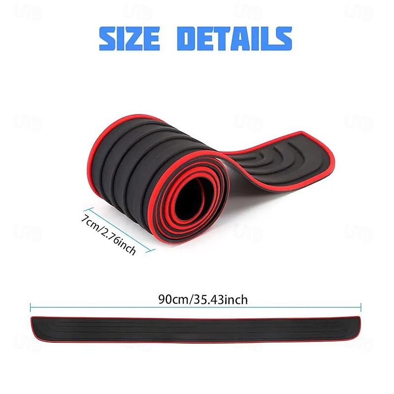 Anti-Scratch Car Trunk Door Sill Protector - Universal Rear Bumper Guard Rubber Trim Pad, 90cm x 7cm2