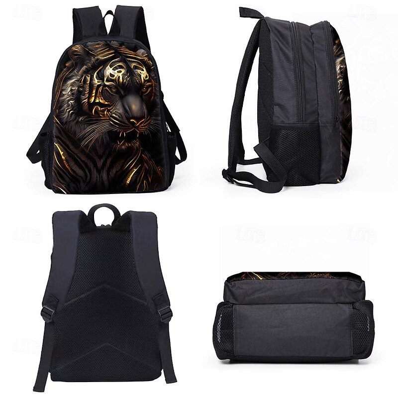 Cool Black Tiger Graphic Backpack – Large Capacity 3D Animal School Bag for Teens and Streetwear Fans, Available in 3 Colors2
