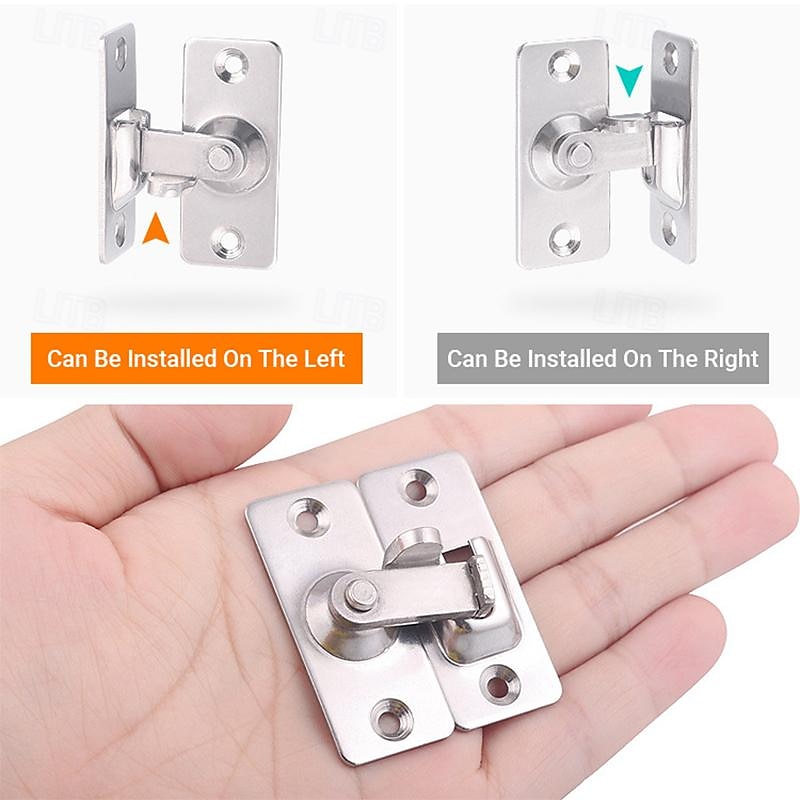 Heavy-Duty 304 Stainless Steel Door Lock Latch, 90 Degree Buckle flip Latch Right Angle Door Latch Lock Lever Latch Heavy Duty Safety Door Lock4
