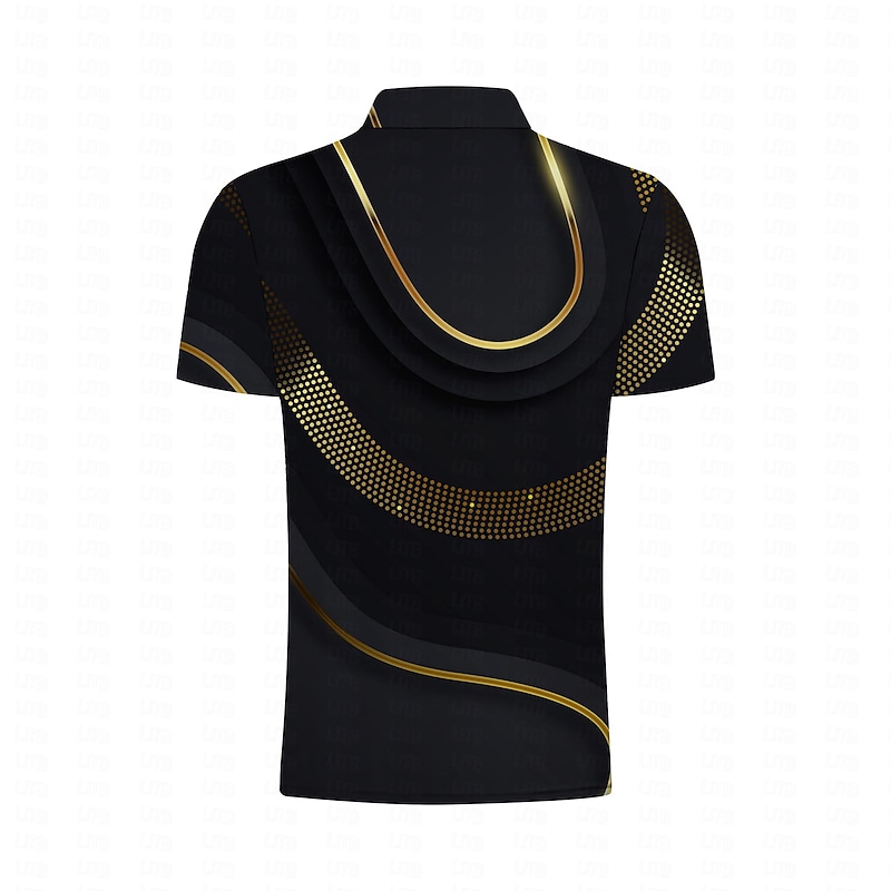 Men's Geometric Golf Shirt Short Sleeve Polo Shirts Collared Shirts Business Casual Vacation Wear Formal Wear Festival Wear Buttons 3D Print Summer Lake blue Red Blue2