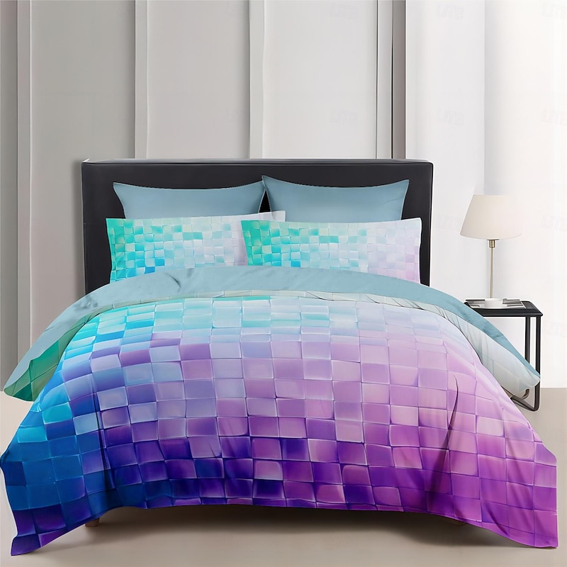Geometric Pattern Duvet Cover Set Set Soft 3-Piece Luxury Cotton Bedding Set Home Decor Gift King Queen Duvet Cover