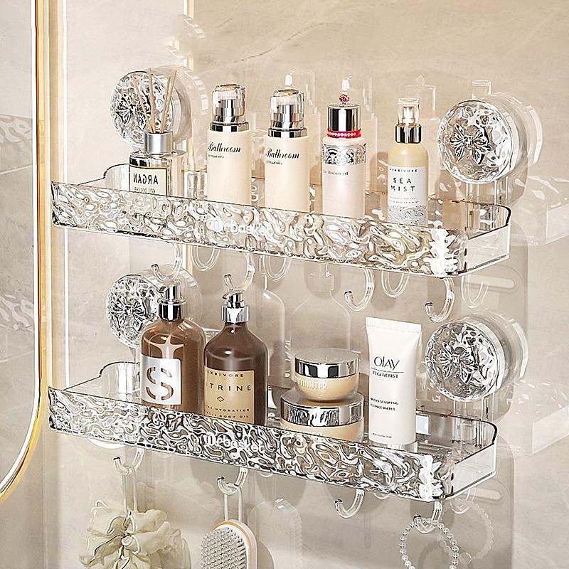 Light luxury Style Punch-Free Storage Rack,Shower Organizer Suction, Suction Cup Shelf, Shower Dispenser Soap Organizer, No-Drilling Shower Caddy - Suction Corner Shower Organizer