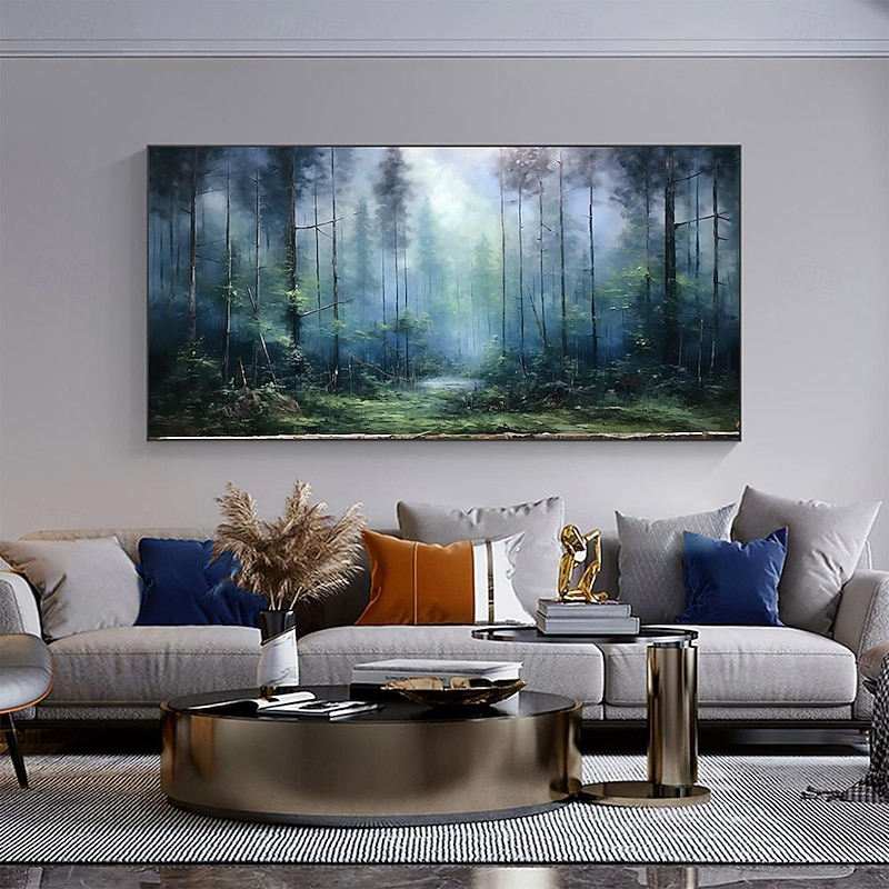 Large hand painted Abstract Forest Oil Painting On Canvas Green Tree Wall Art Original Nature Landscape Painting Custom Painting Modern artwork for Living Room Decor4