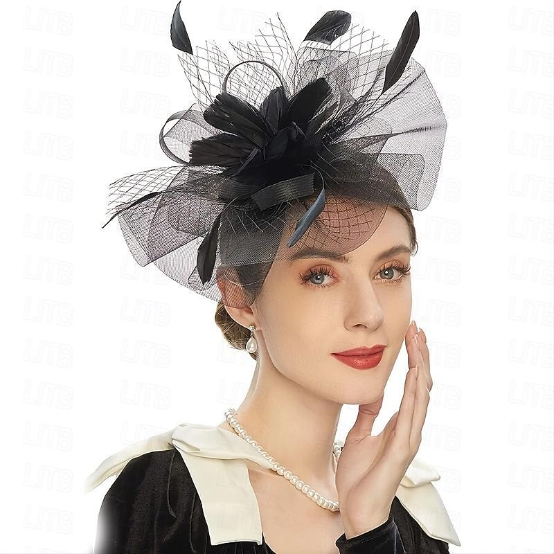 Fascinators Headpiece Feather Net Wedding Evening Party Kentucky Derby Horse Race Ladies Day Elegant Elegant & Luxurious Wedding With Feather Floral Headpiece Headwear