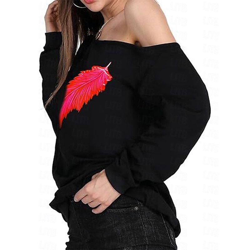 Retro Vintage 1980s Masquerade Sweatshirt Off Shoulder Fancy Dress Women's Masquerade Party / Evening Pride Parade Pride Month Adults' Top Spring Fall3