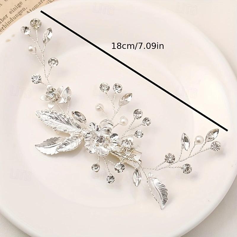 Exquisite Leaf Shape Hair Clips Non-slip Duck Billed Clips Inlaid Crystal And Faux Pearl Bridal Wedding Head Accessories4