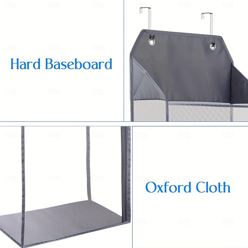 Over the Door Laundry Hamper,Collapsible Hanging Mesh Laundry Hamper Basket with Zipper for Dirty Clothes Organizer,Space Saving Laundry Bag for Bathroom, Bedroom4