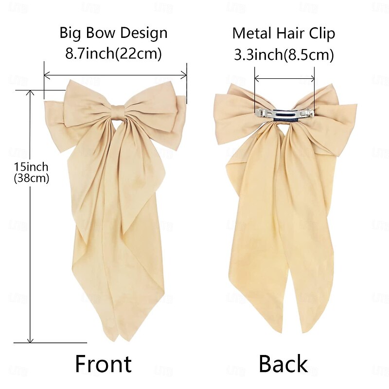 3PCS Big Silky Satin Hair Bows for Women Large Hair Barrettes Ribbon for Girls Long Hair Clips French Barrette Cute Kawaii Bowknot Hairpin Lolita Hair Accessories4
