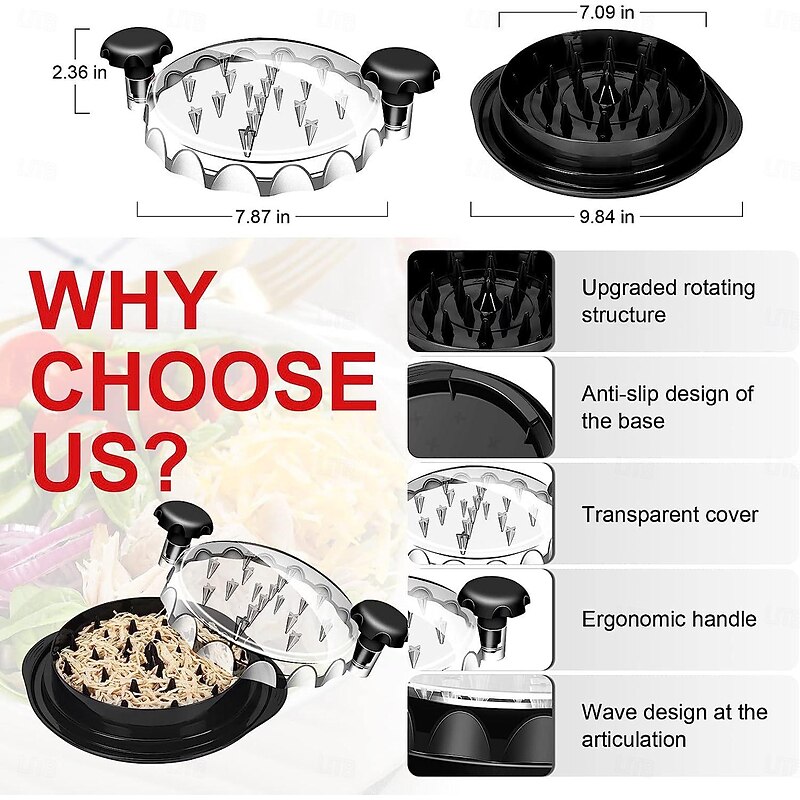 Chicken Shredder, 10.8" Visible Meat Shredders Tool Twist with Separate Plate, Large Chicken Shredder Machine - Ergonomic Handle, Dishwasher Safe, Anti-Slip, Heat Resistant, BPA Free4