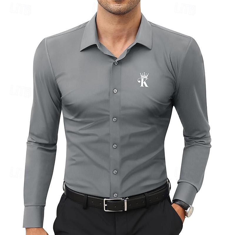 Men's Dress Shirt Printed Shirts Poker Street Wear to work Black White Gray Long Sleeve Turndown Spring & Summer Clothing Apparel Print4
