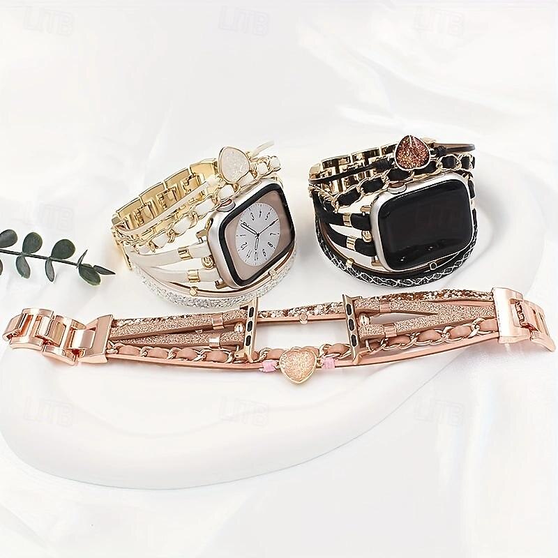 Handmade Braided Rope Compatible with Apple Watch band 38mm 40mm 41mm 42mm 44mm 45mm Braided Leather Fabric Strap Replacement Wristband for iwatch Series 9 8 7 6 5 4 3 2 1 SE2