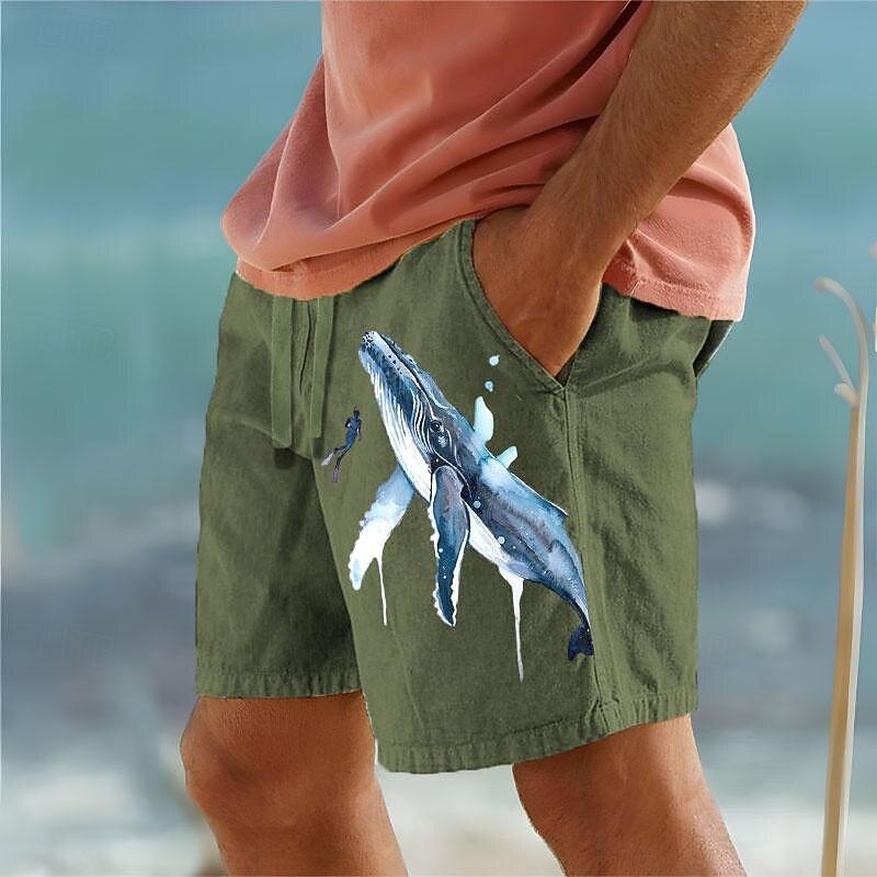 Men's Animal Shark Ocean Shorts Summer Shorts Beach Shorts Mid Waist Hawaiian Casual Outdoor Holiday Going out Drawstring Elastic Waist Print Designer Clothing Apparel3