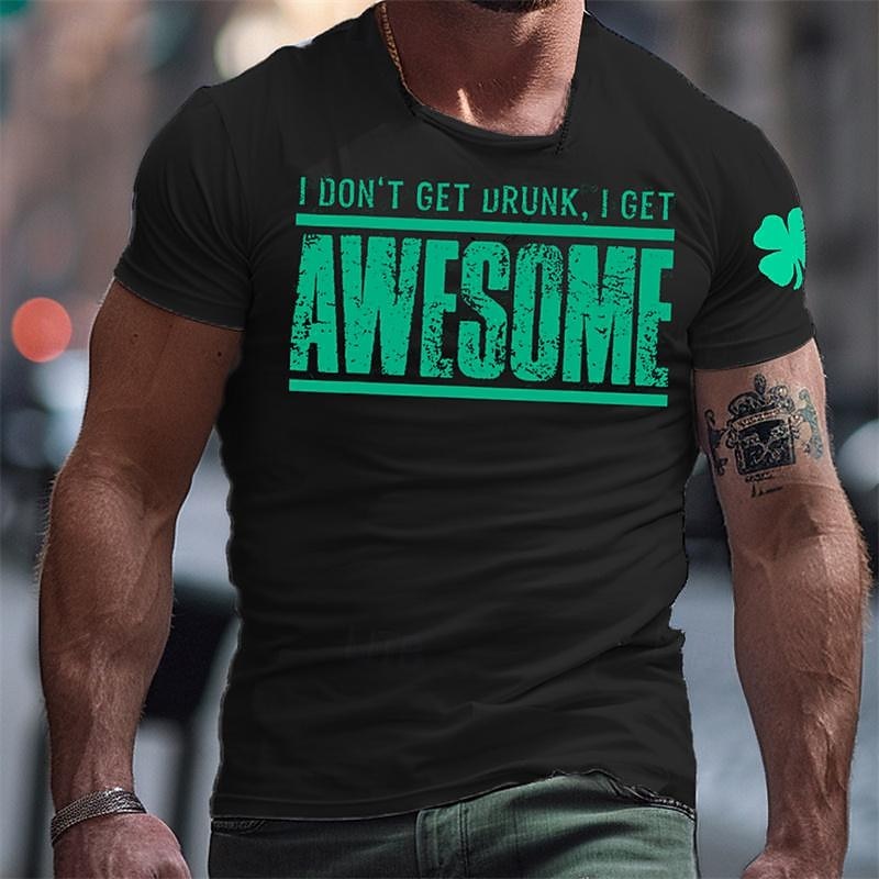 Men's Shamrock T Shirt Tee Top Cotton Short Sleeve Graphic Shirt Black White Comfortable Tee St.Patrick's Day Holiday Fashion Designer Clothing4